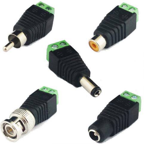 Cctv Camera Connectors 2.1mm Dc,Rca Phono,Bnc Plug And Socket Cable Connection